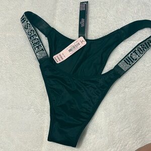 Victoria's Secret Black Rhinestone Logo Thong